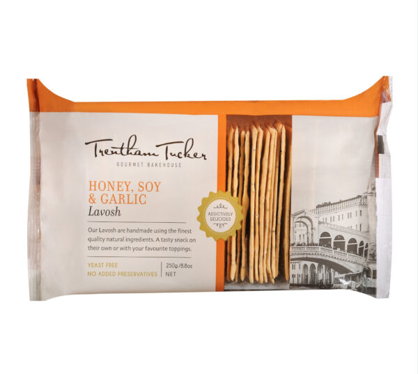 Lavosh, Trentham Tucker Lavosh Honey Soy & Garlic Snack Size 12 x 250gm